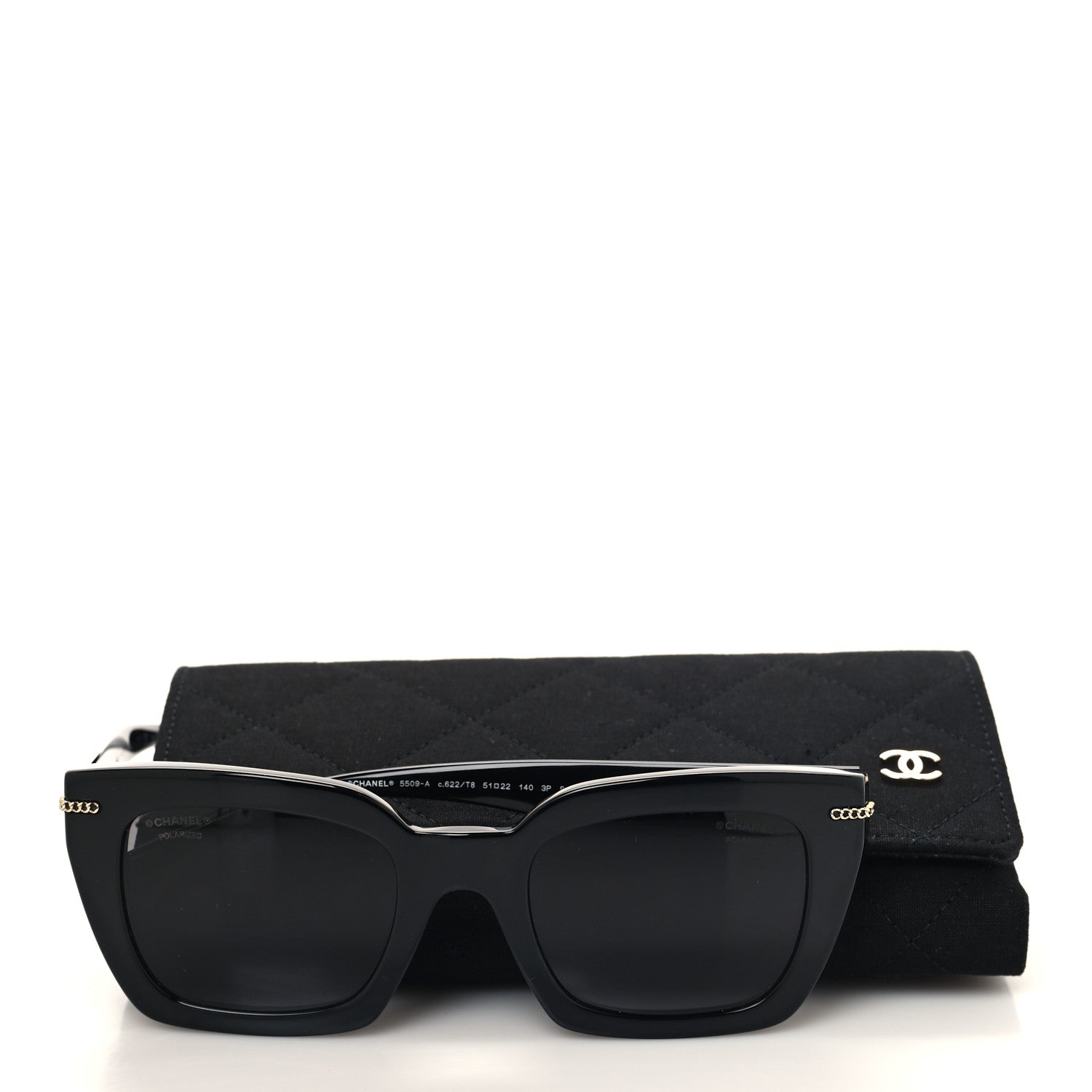 Chanel Acetate Square Sunglasses 5509-A Black 9 of 9
