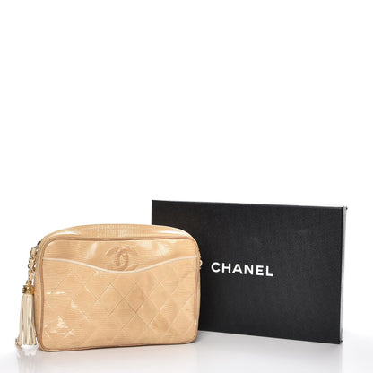 Chanel Lizard Quilted Tassel Camera Case Beige 12 of 12