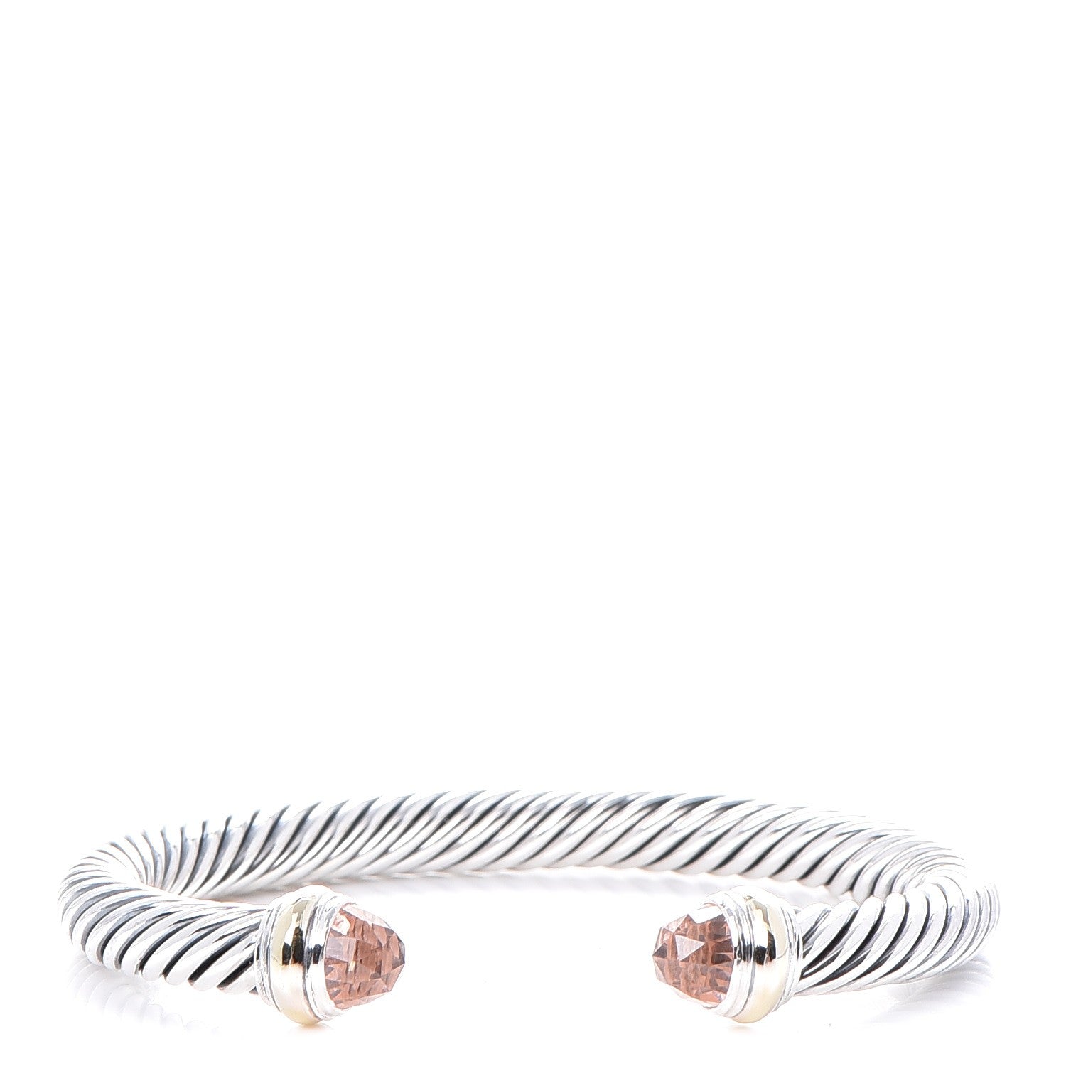 David Yurman Sterling Silver 14K Yellow Gold Morganite 7mm Cable Classics Bracelet 1 of 5