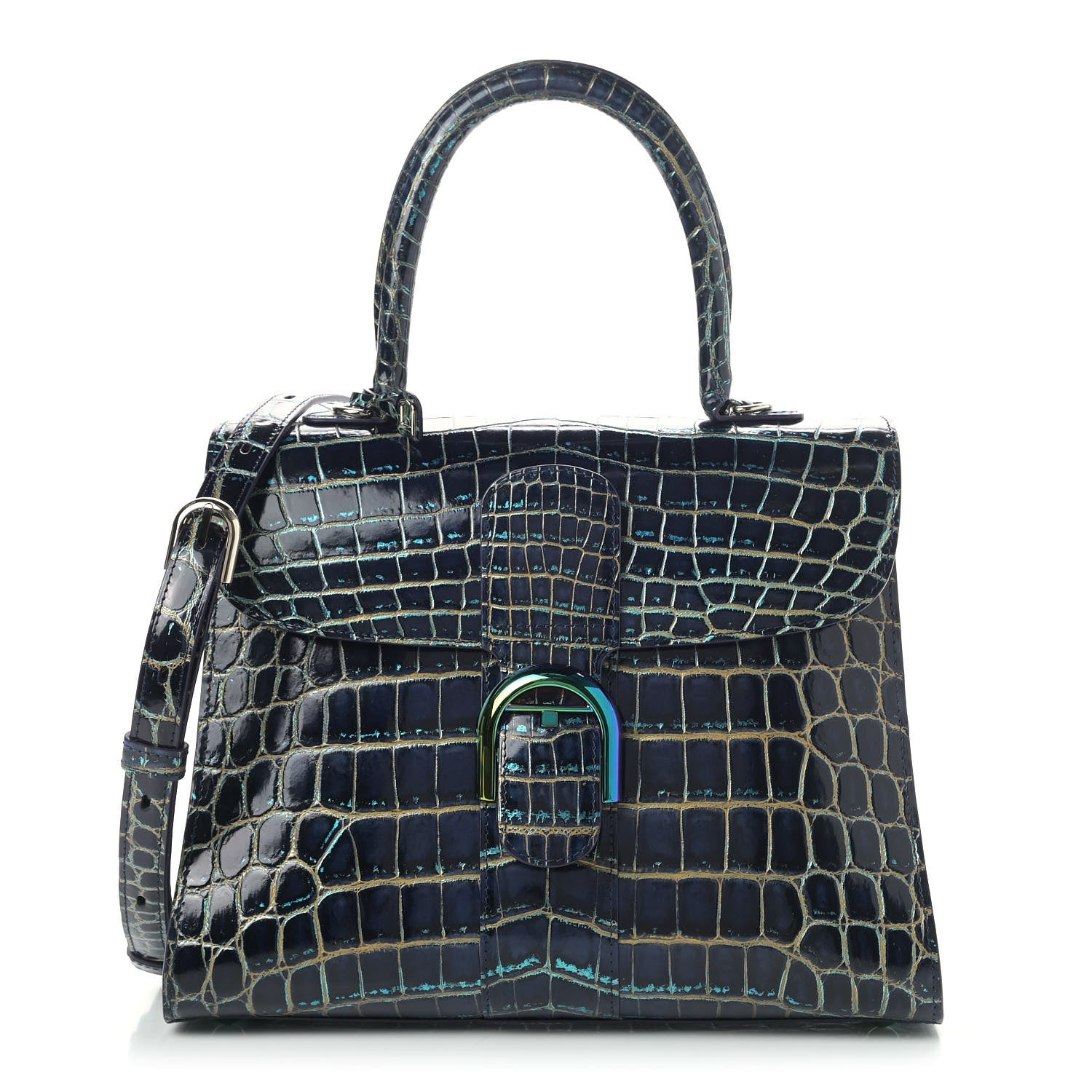 Delvaux Iridescent Alligator MM Brillant Satchel Blue 1 of 10