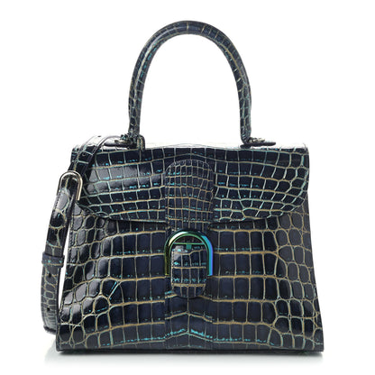 Delvaux Iridescent Alligator MM Brillant Satchel Blue 1 of 10
