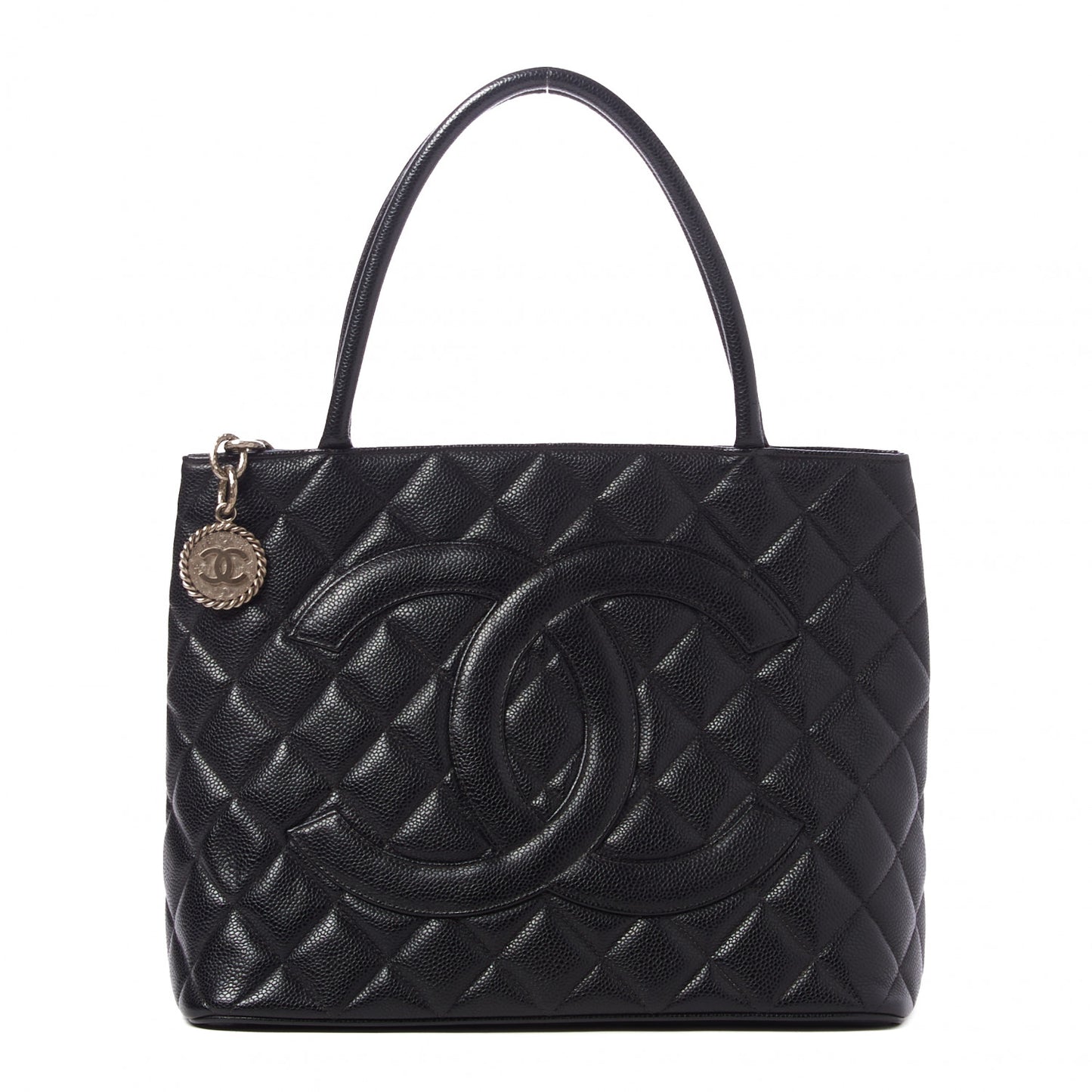 Caviar Quilted Medallion Tote Black