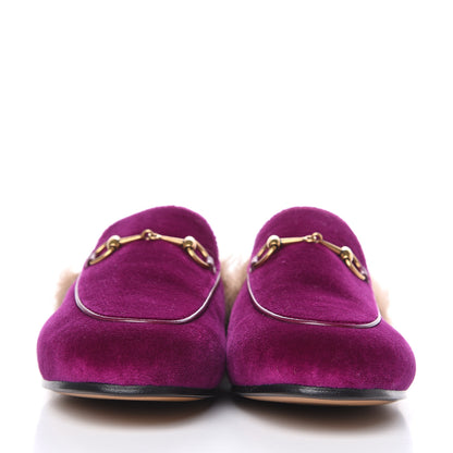 Gucci Velvet Fur Womens Princetown Slippers 38.5 Fucsia Violet Cyclamen Natural 2 of 8