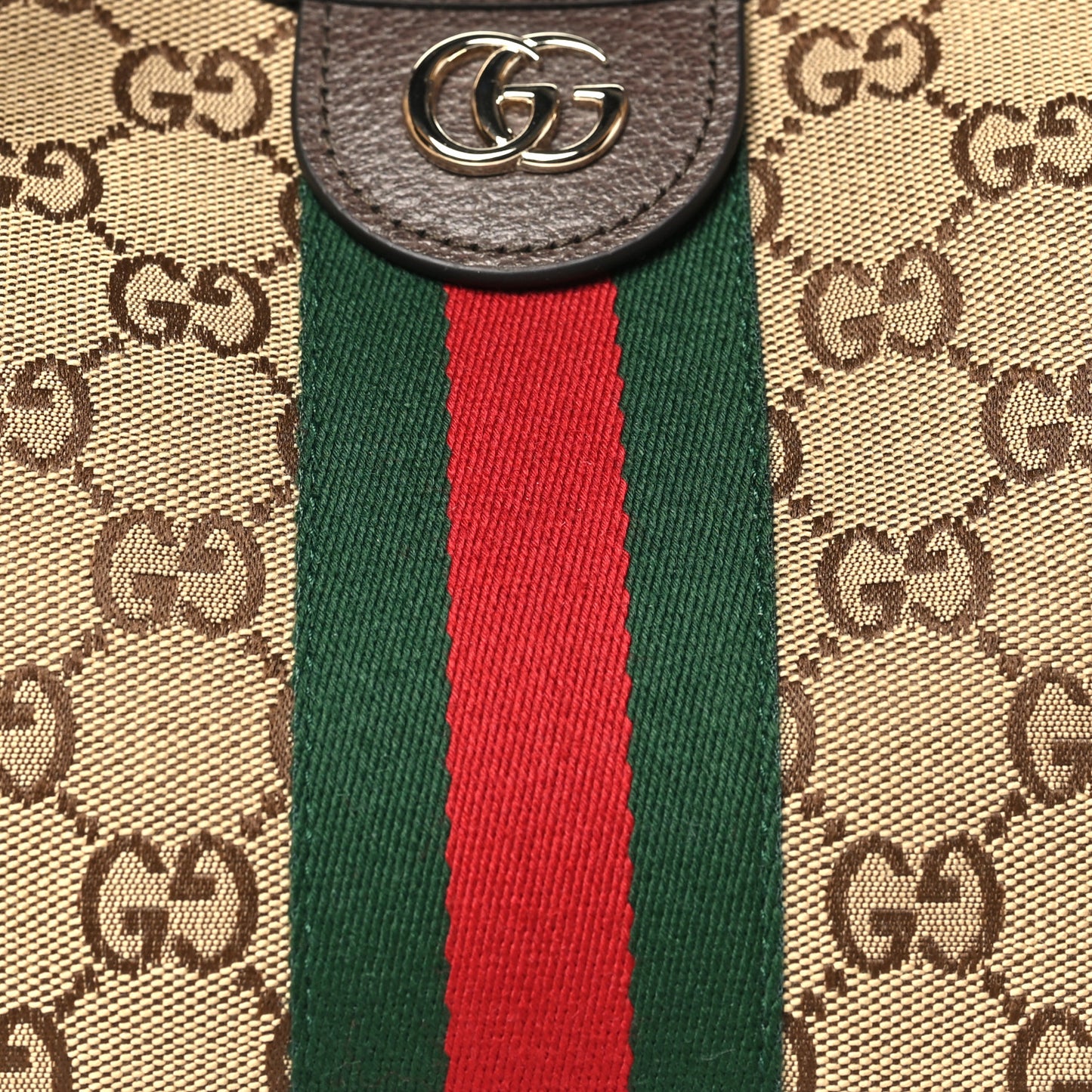 Monogram Web Small Giglio Tote Beige Dark Brown