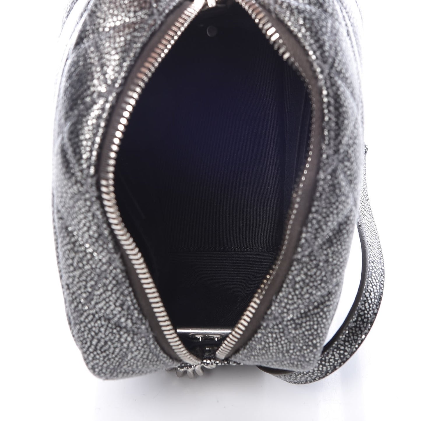 Metallic Grain De Poudre Y Quilted Monogram Mini Loulou Camera Bag Gun Metal