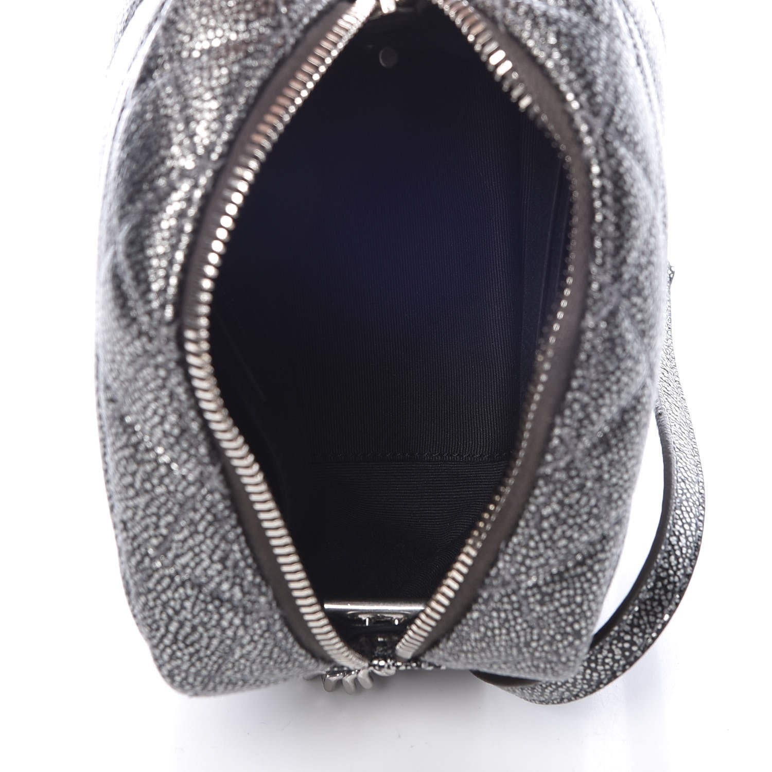 Saint Laurent Metallic Grain De Poudre Y Quilted Monogram Mini Loulou Camera Bag Gun Metal 5 of 7