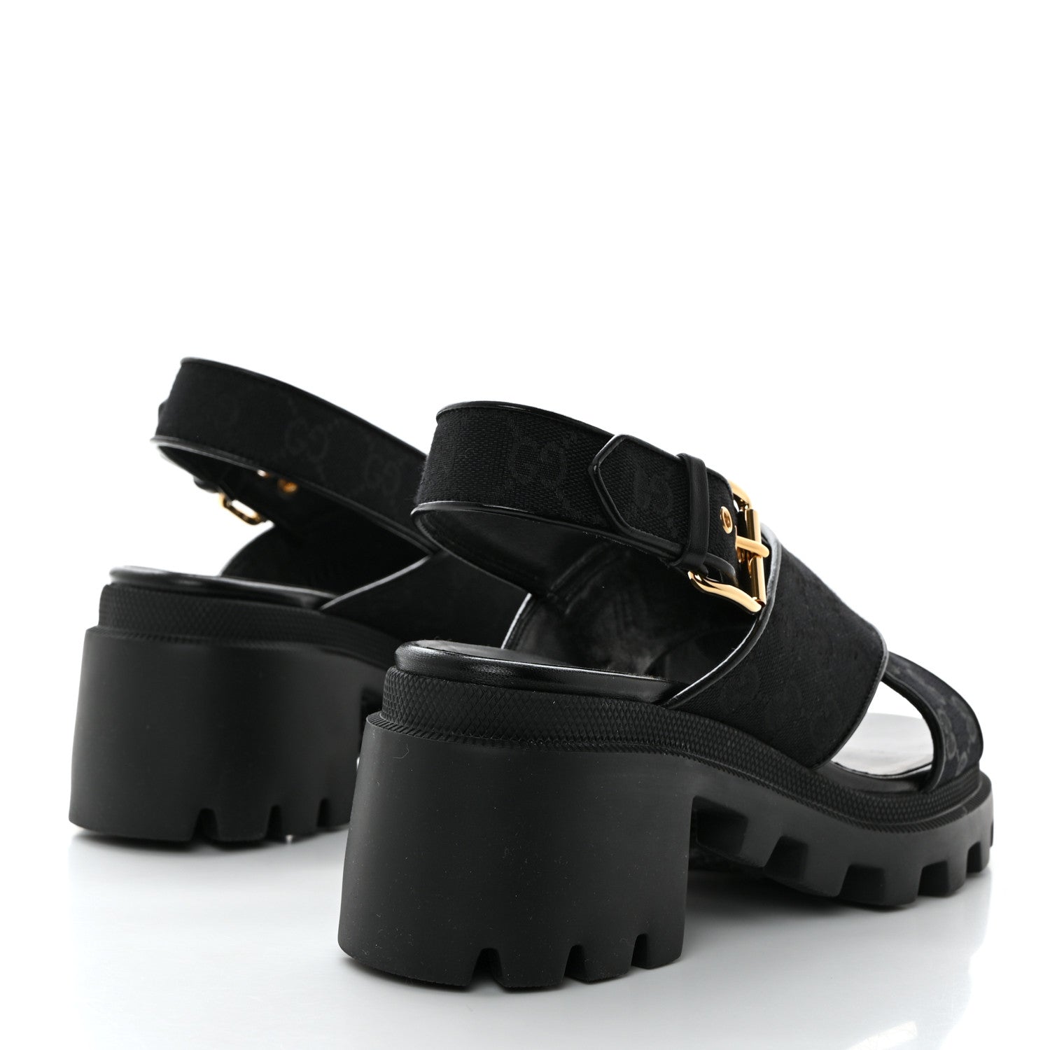 Gucci Monogram Granada Kid Trip 40/72mm Lug Sole Sandals 40 Black 4 of 9