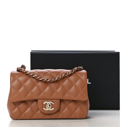 Chanel Lambskin Quilted Mini Rectangular Flap Brown 10 of 10