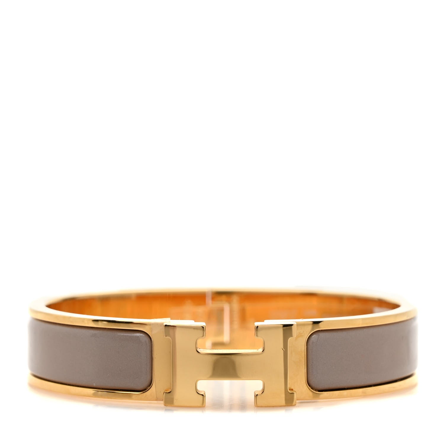Hermes Enamel Narrow Clic Clac H Bracelet PM Marron Glace 1 of 5