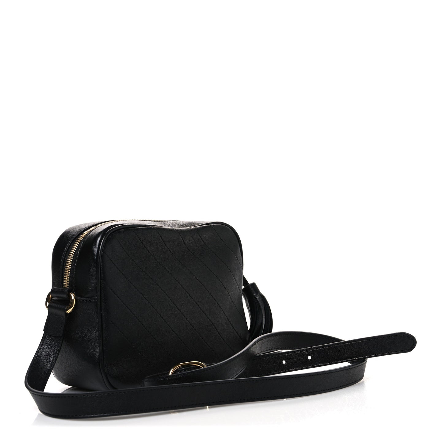 Sakai Be Green Calfskin Diagonal Stitched Small Blondie Shoulder Bag Black