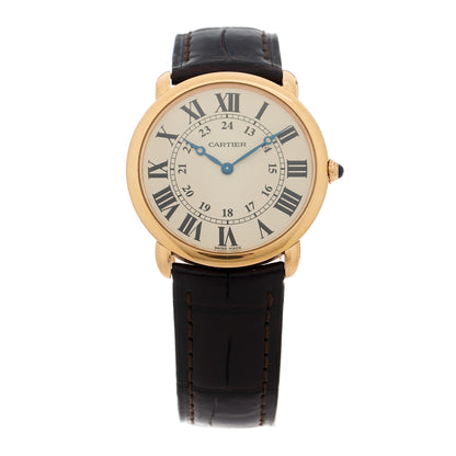 Cartier 18K Pink Gold Alligator 36mm Ronde Louis Manual Winding Watch Brown 1 of 5