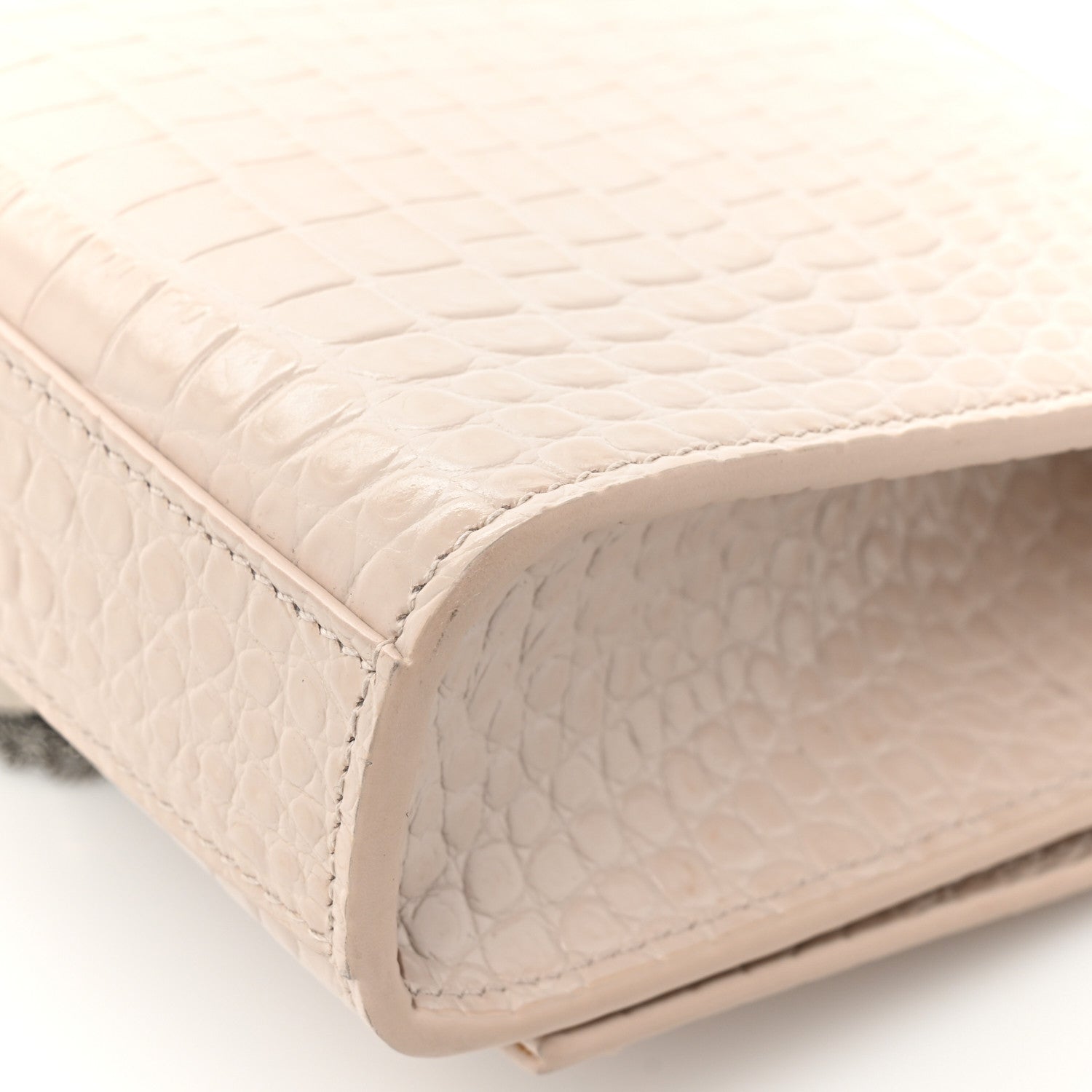 Saint Laurent Calfskin Crocodile Embossed Small Classic Monogram Kate Tassel Satchel Crema Soft 18 of 22