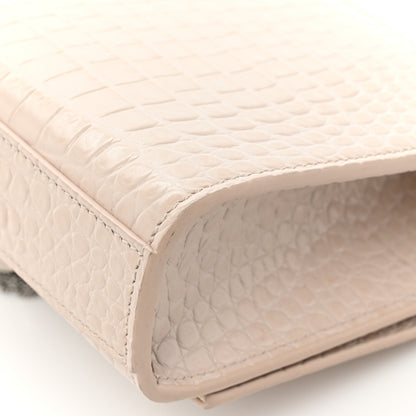 Saint Laurent Calfskin Crocodile Embossed Small Classic Monogram Kate Tassel Satchel Crema Soft 18 of 22
