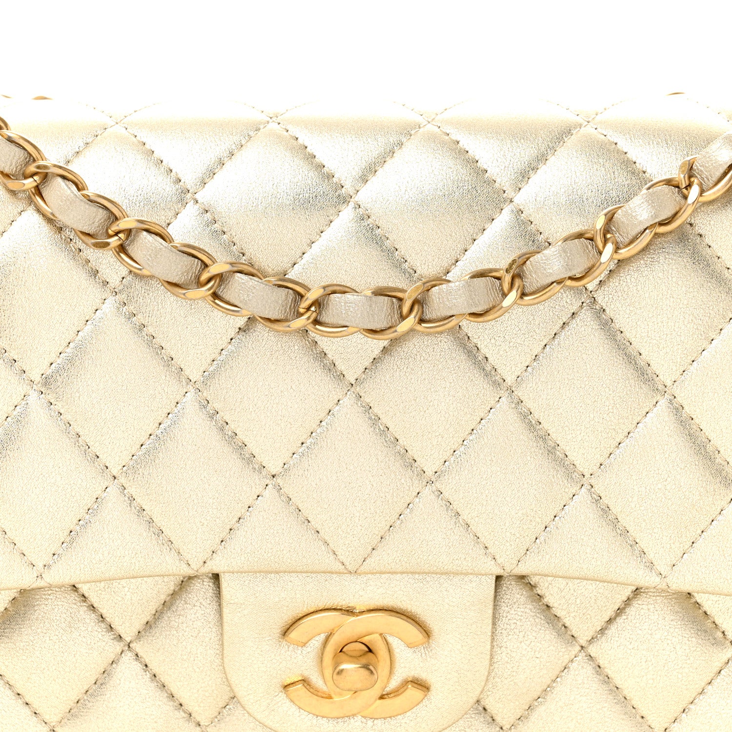 Chanel Metallic Lambskin Quilted Medium Double Flap Gold 8 of 11