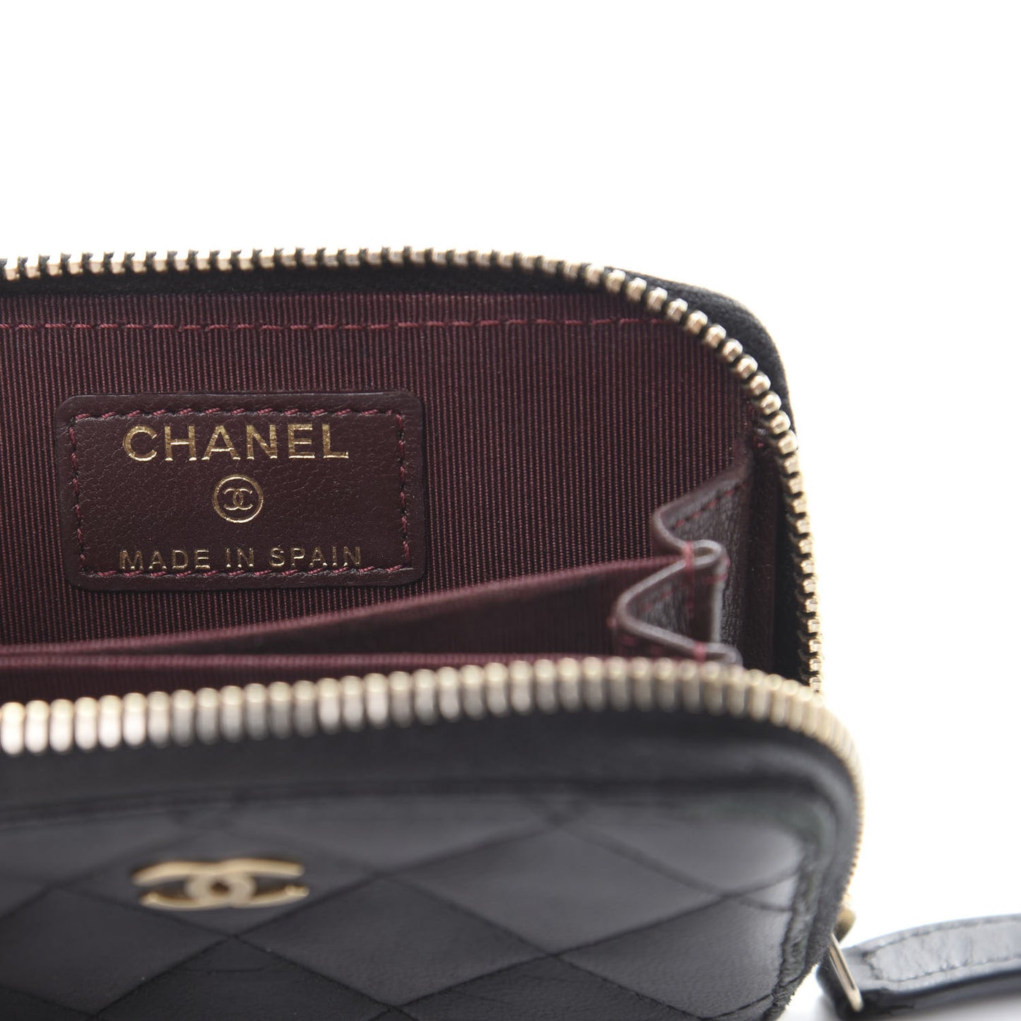 Lambskin Quilted Zip Coin Purse Black