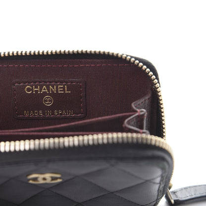 Chanel Lambskin Quilted Zip Coin Purse Black 6 of 10