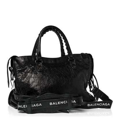 Balenciaga Agneau Classic Hardware S City Logo Strap Black White 3 of 14