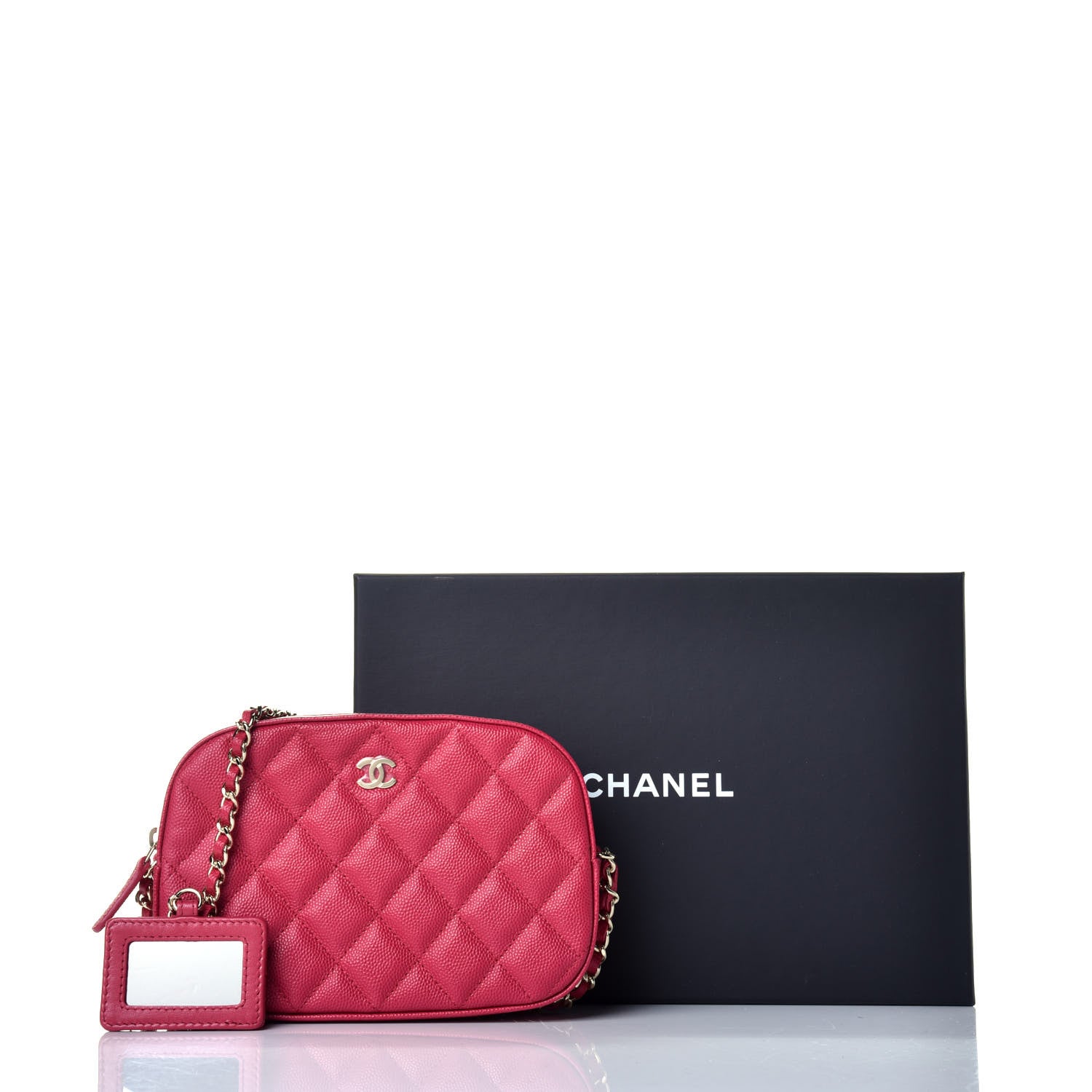 Chanel Caviar Quilted Camera Case Dark Pink 10 of 10