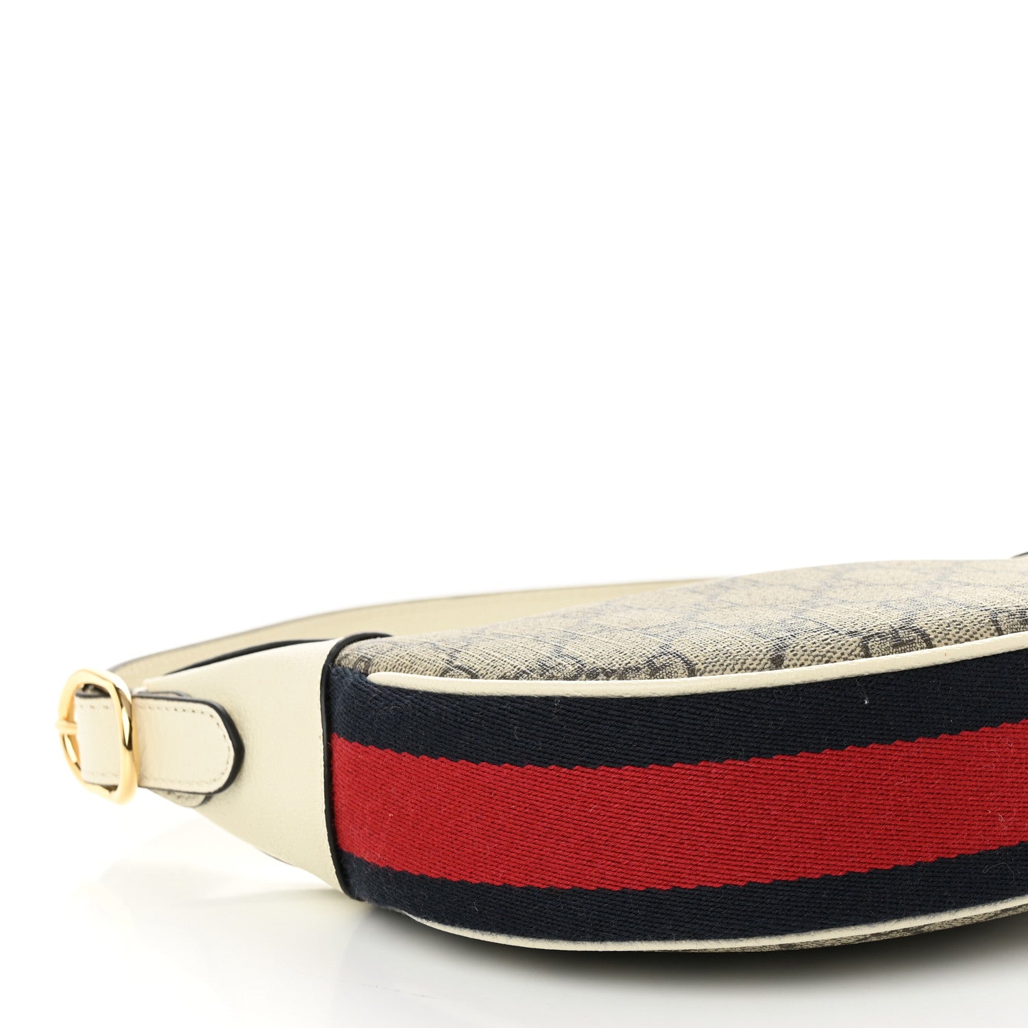Gucci GG Supreme Monogram Textured Dollar Calfskin Web Mini Ophidia Half Moon Hobo Beige Ebony Mystic White 9 of 10