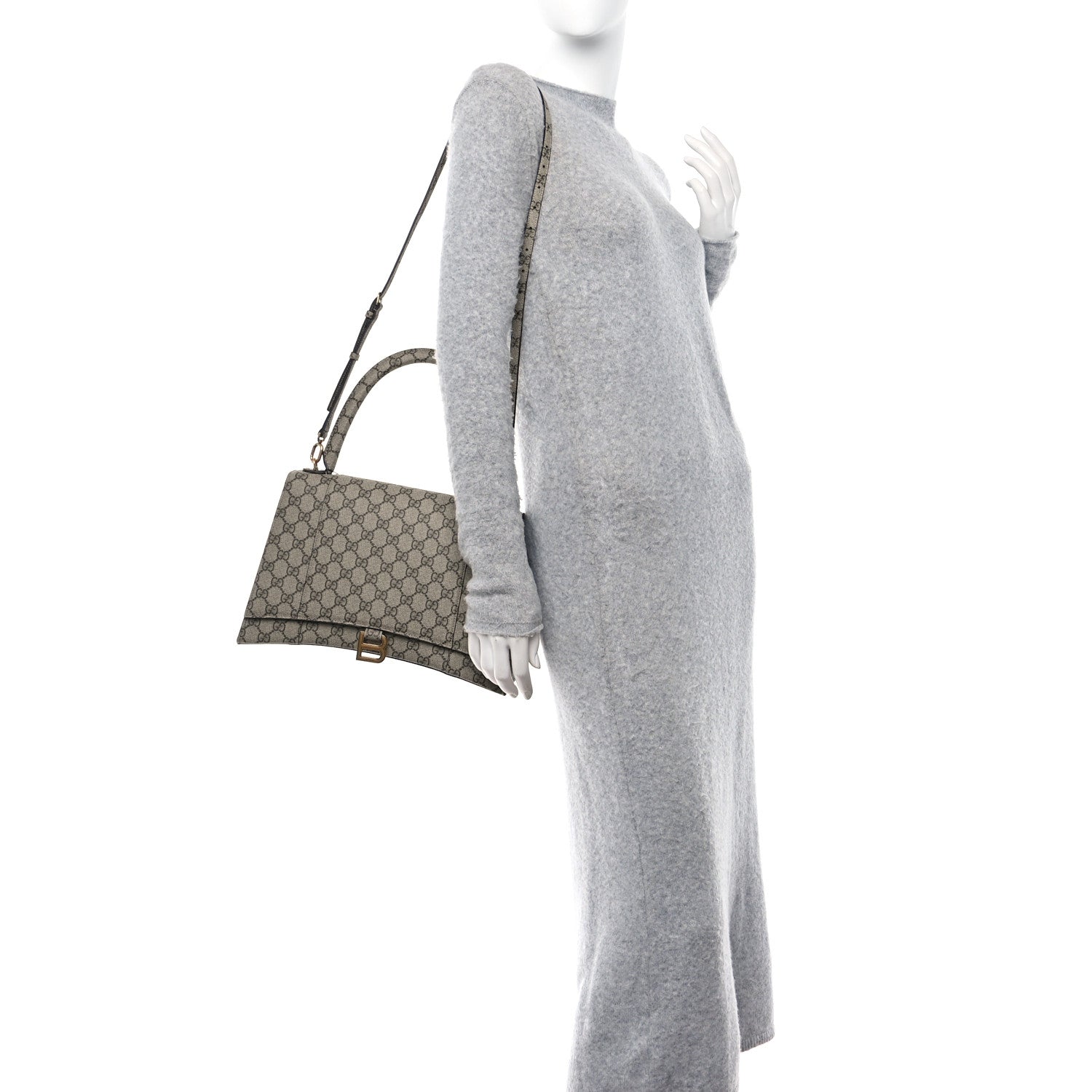 Balenciaga X GUCCI GG Supreme Monogram Medium Hourglass Top Handle Bag Beige Ebony 2 of 13