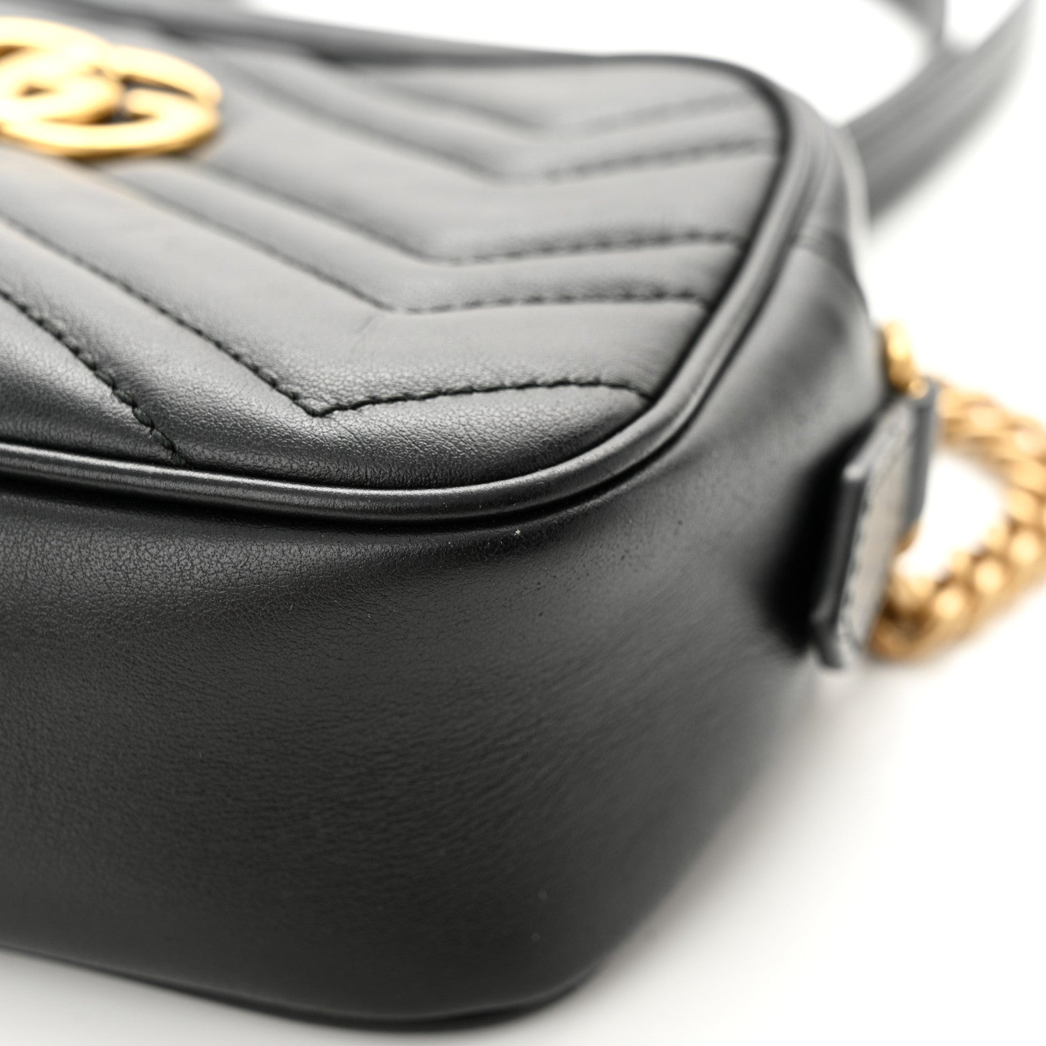 Gucci Calfskin Matelasse Mini GG Marmont Chain Shoulder Bag Black 12 of 12