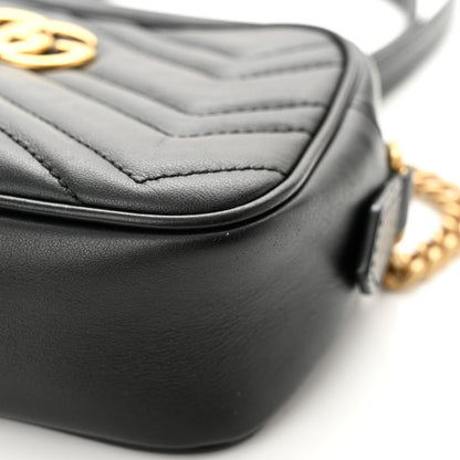 Gucci Calfskin Matelasse Mini GG Marmont Chain Shoulder Bag Black 12 of 12