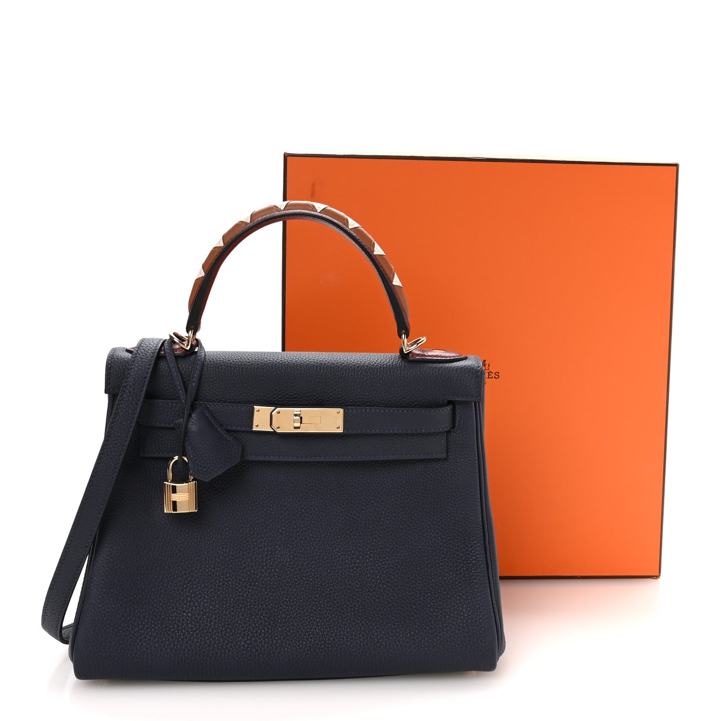 Togo Horseshoe Au Galop Kelly Retourne 28 Bleu Nuit Rouge H Fauve