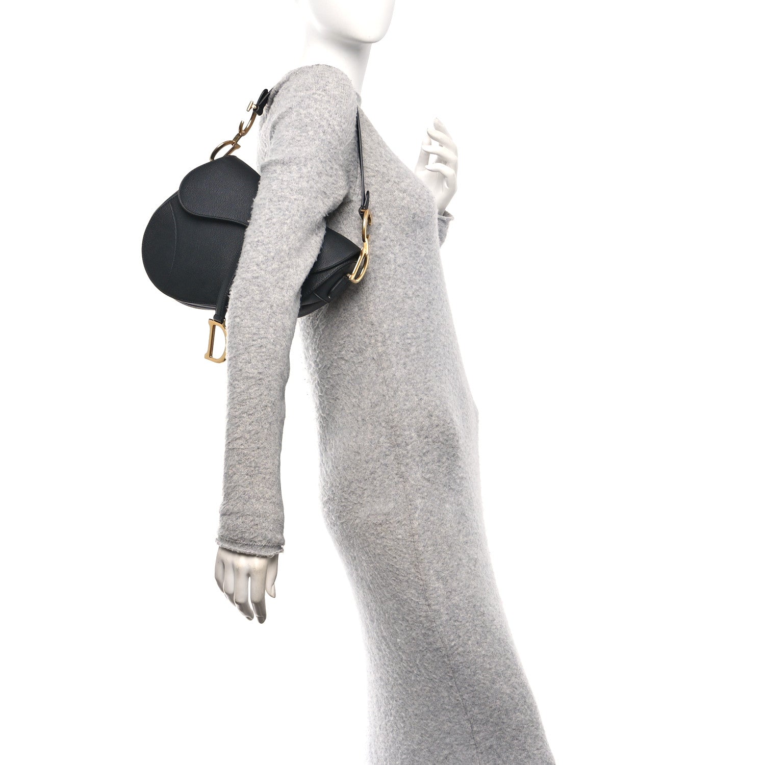 Christian Dior Grained Calfskin Saddle Bag Black 3 of 19