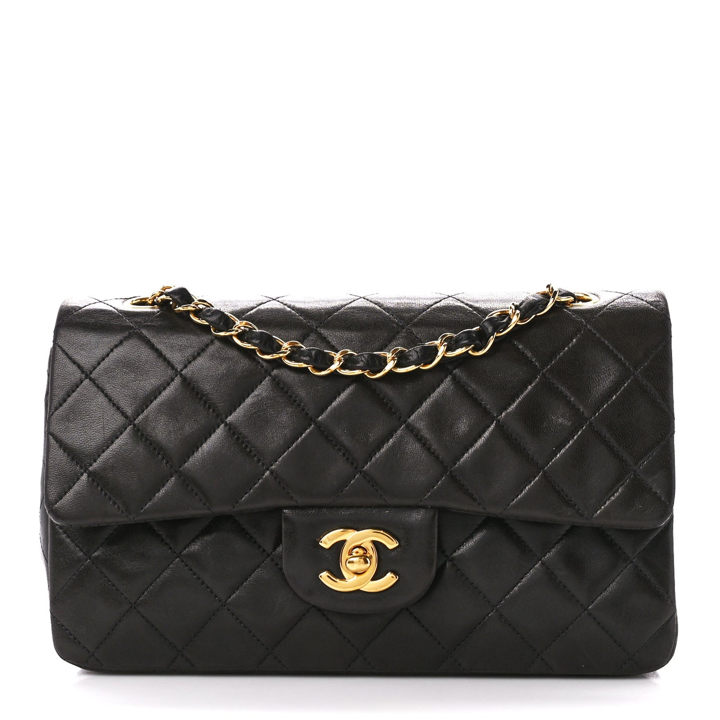 Lambskin Quilted Small Double Flap Black