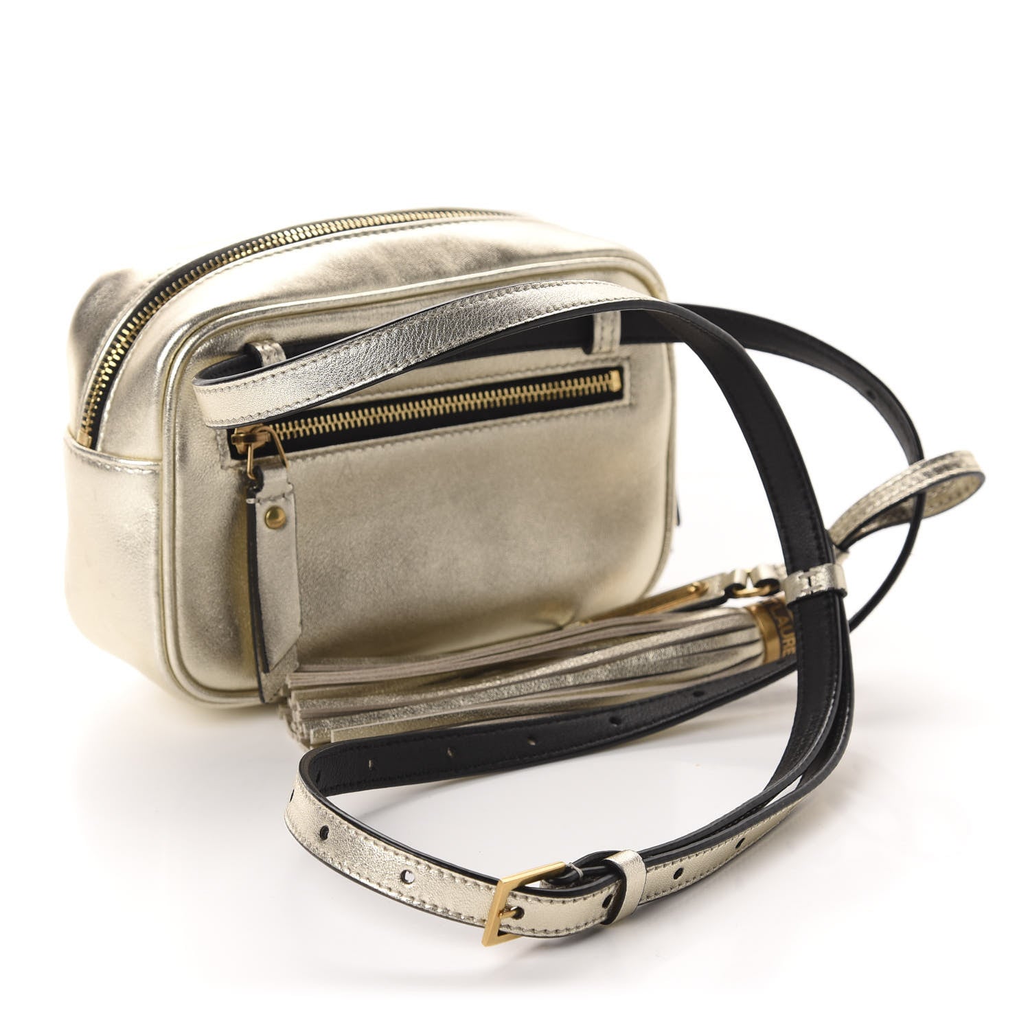 Saint Laurent Metallic Calfskin Matelasse Monogram Lou Belt Bag Platino 3 of 10