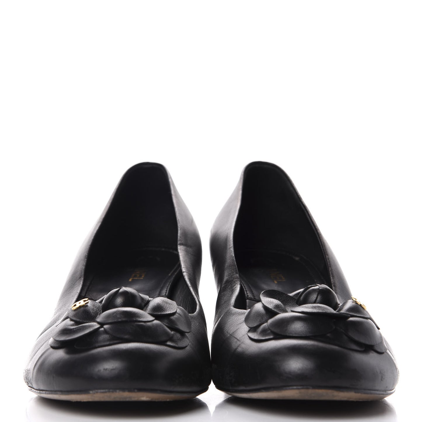 Lambskin Camellia Pumps 41 Black