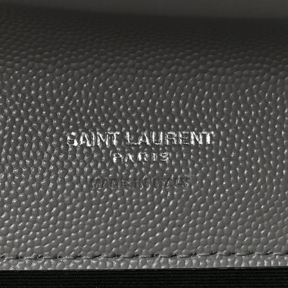 Saint Laurent Grain De Poudre Textured Mixed Matelasse Triquilt Monogram Clutch Storm 5 of 7