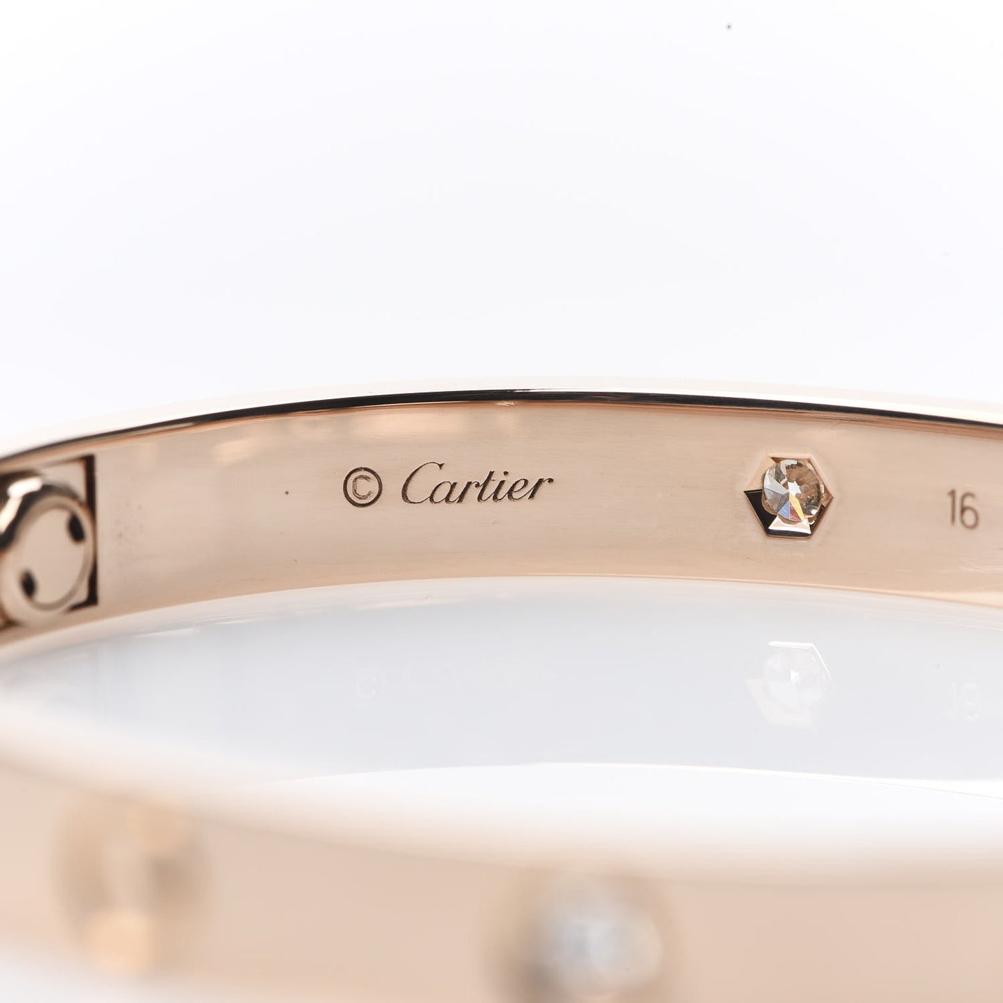 18K Pink Gold 4 Diamond LOVE Bracelet 16