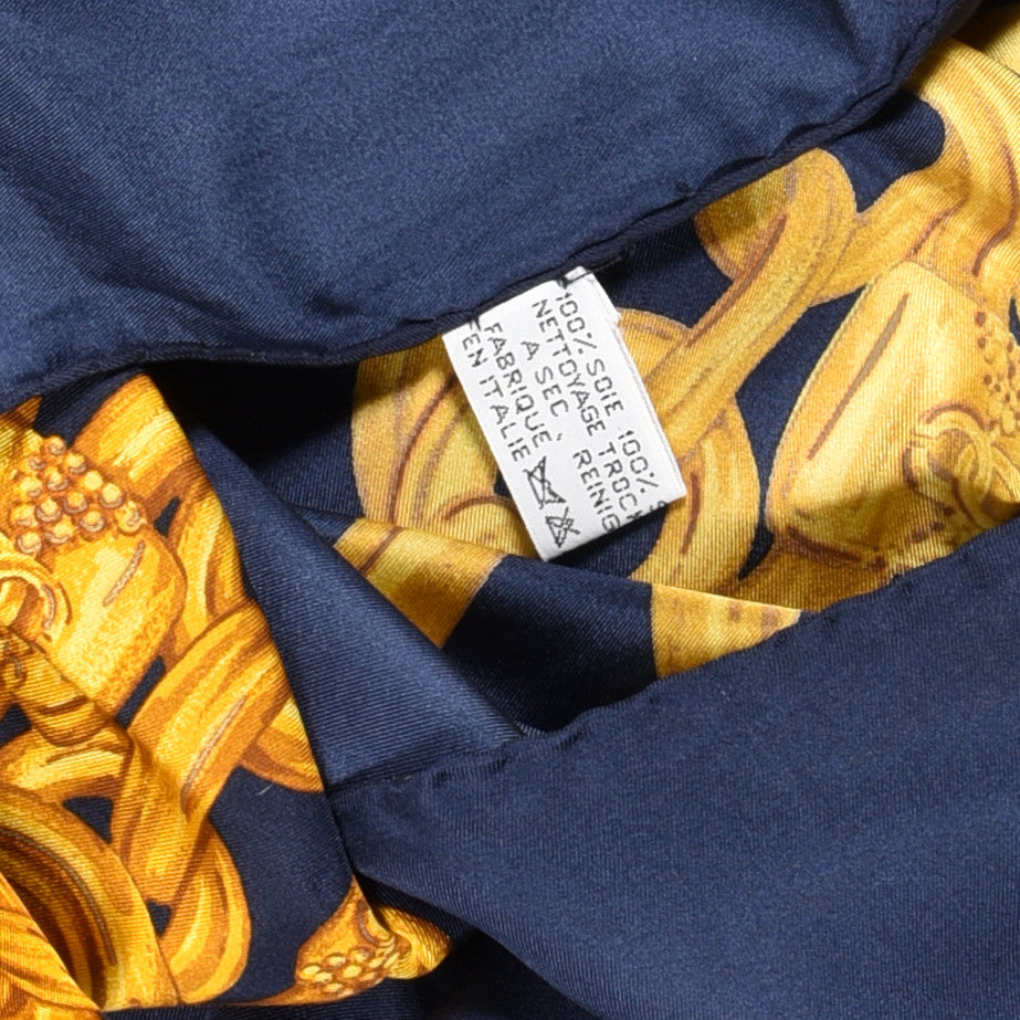 Chanel Silk CC Chain Square Scarf Navy 3 of 3