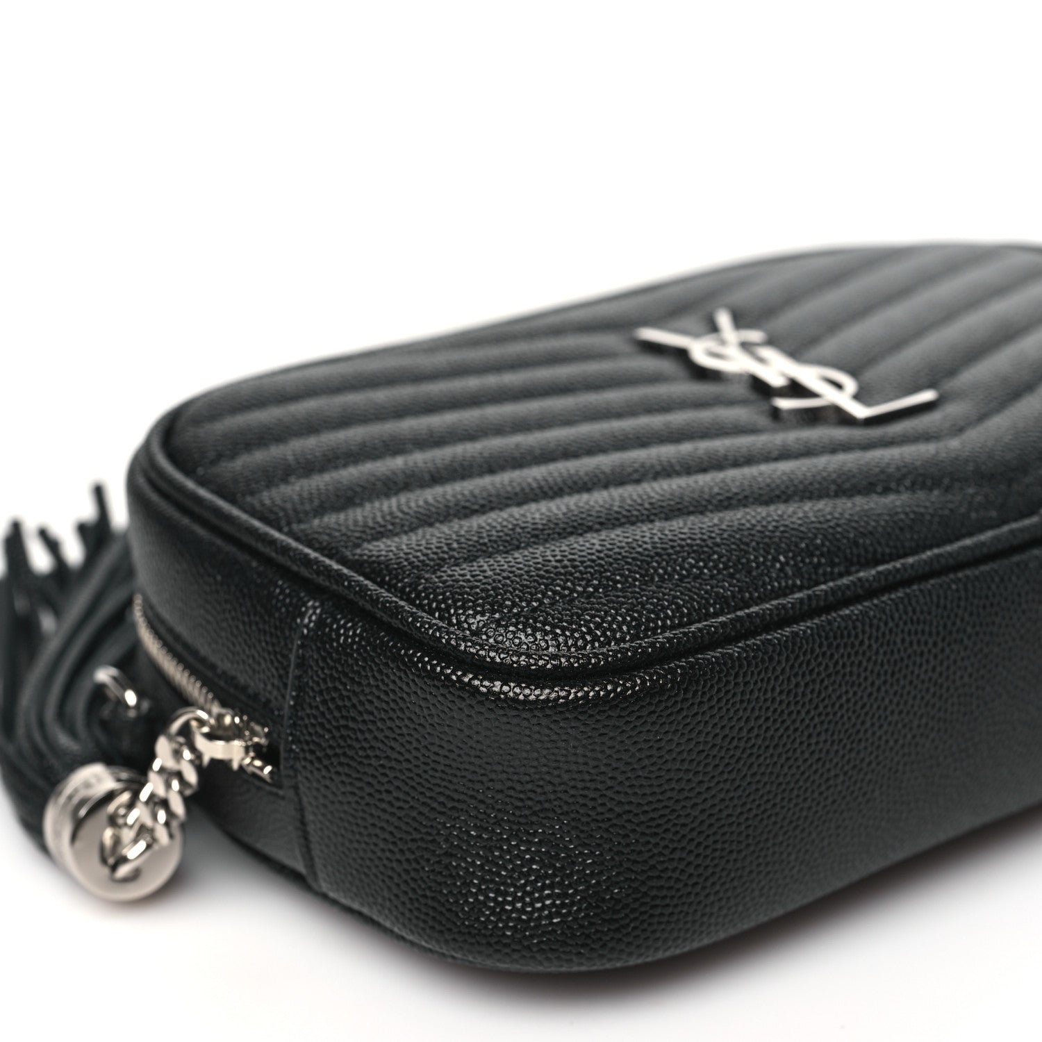 Saint Laurent Grain De Poudre Matelasse Monogram Mini Lou Camera Bag Black 9 of 10