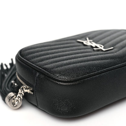 Saint Laurent Grain De Poudre Matelasse Monogram Mini Lou Camera Bag Black 9 of 10