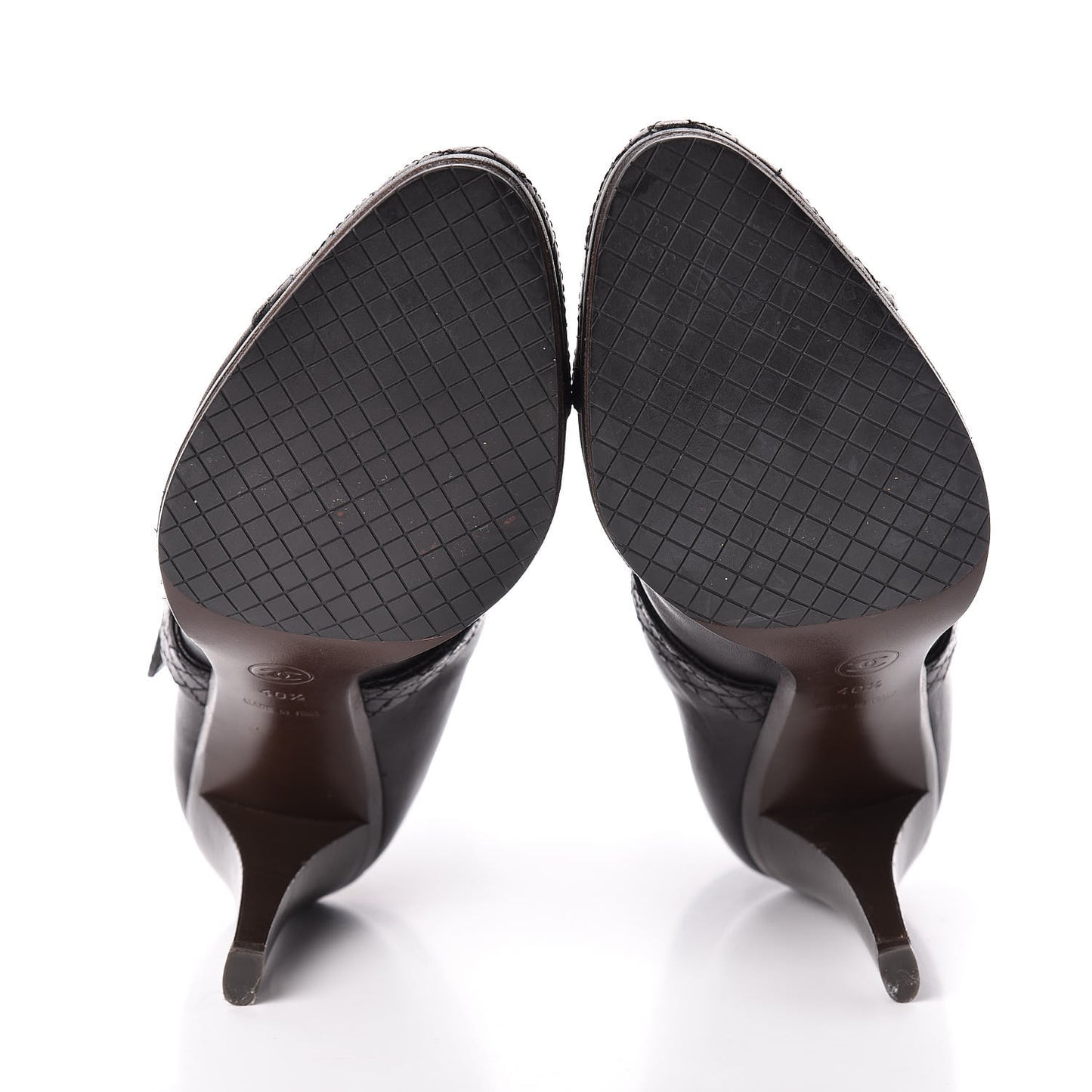Calfskin Quilted Cap Toe Boots 40.5 Black