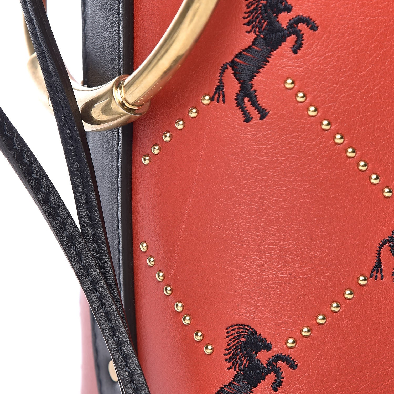 Chloe Smooth Calfskin Little Horses Embroidered Mini Roy Bucket Bag Earthy Red 8 of 8
