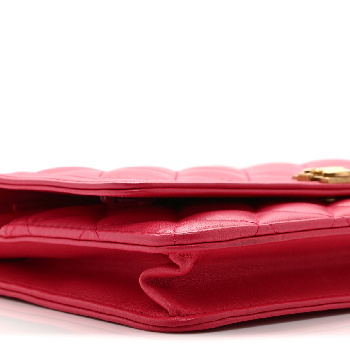 Lambskin Quilted Boy Wallet On Chain WOC Dark Pink