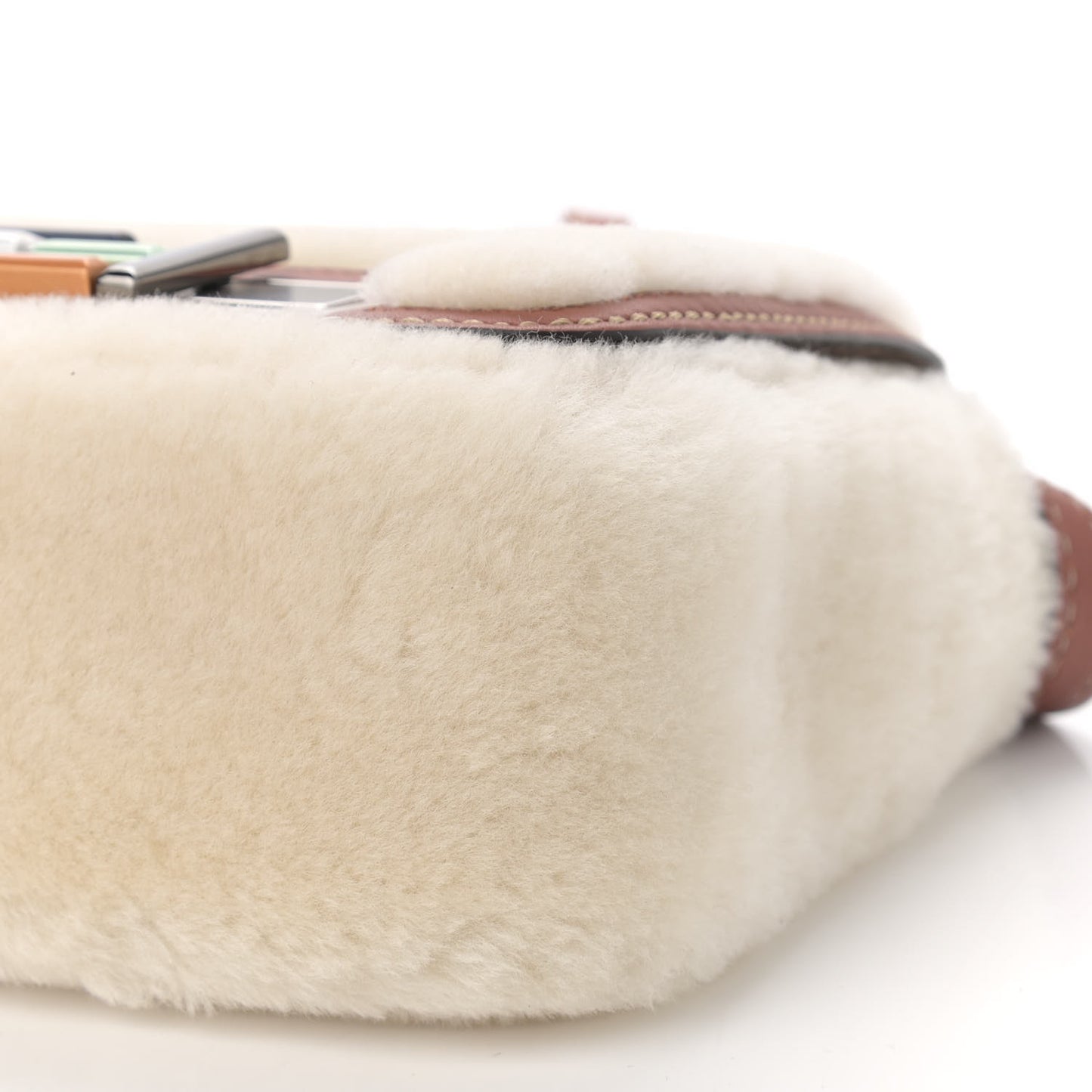Shearling Vitello Dolce 3Baguette Shoulder Bag Beige