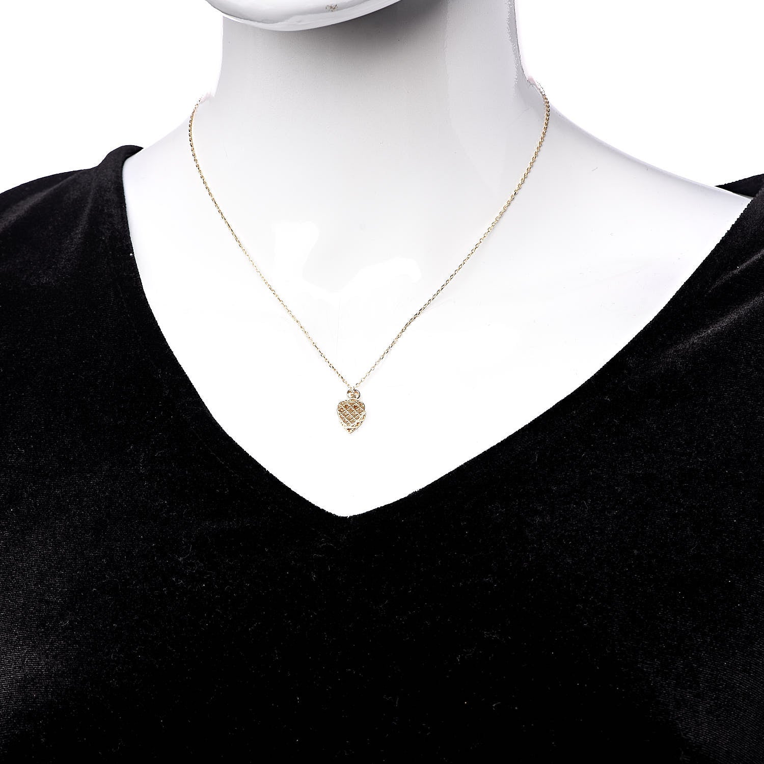 Gucci 18K Yellow Gold Diamantissima Heart Pendant Necklace 2 of 6