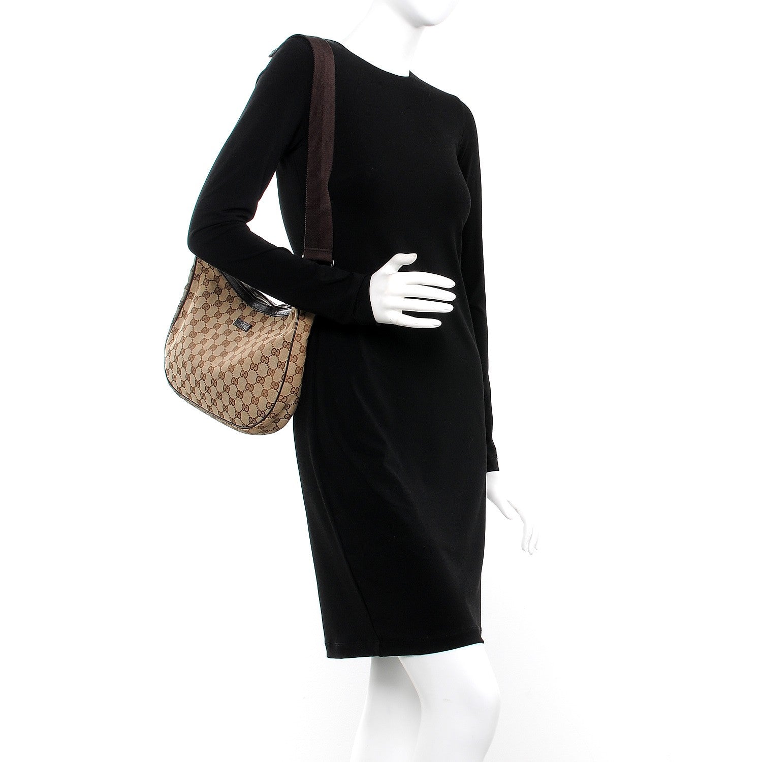 Gucci Monogram Medium Half Moon Hobo Dark Brown 2 of 10