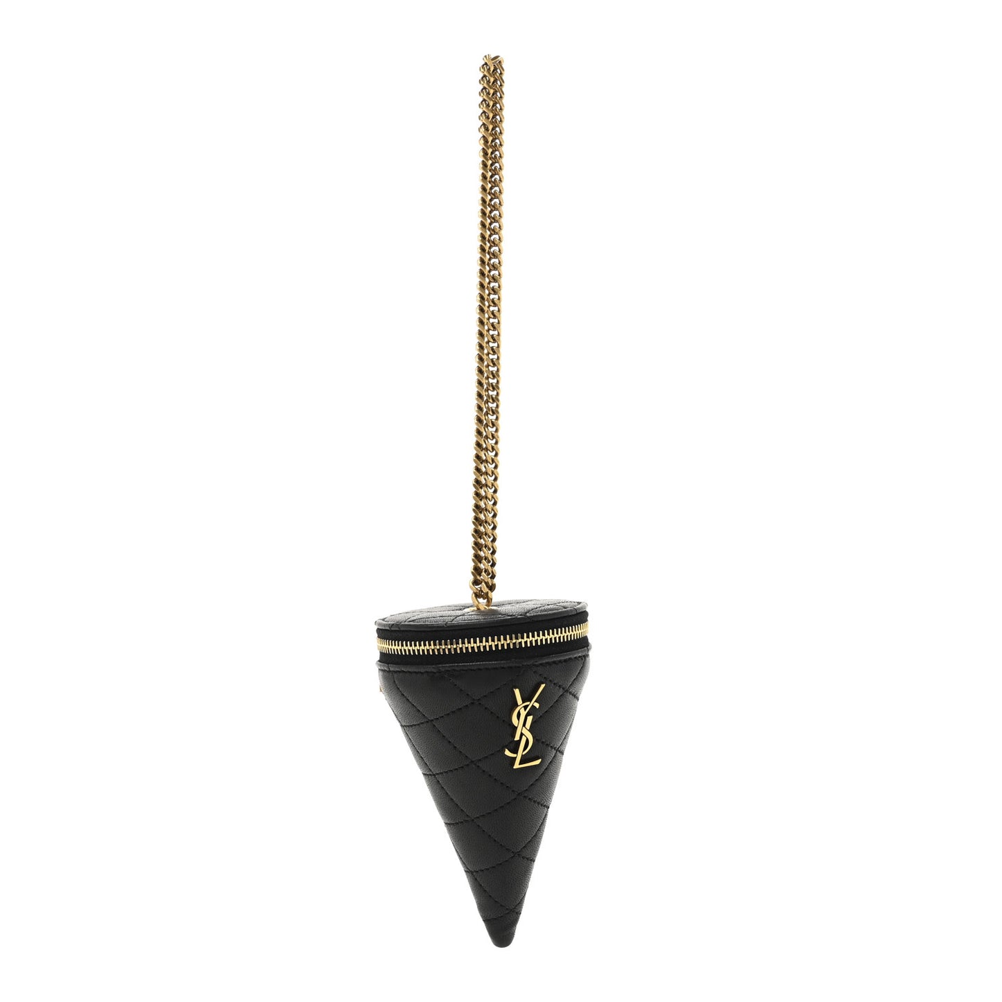 Lambskin Quilted Cone on Chain Black