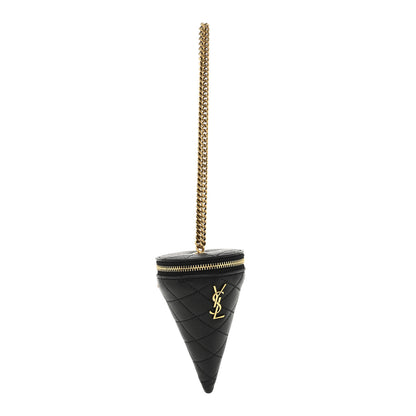 Saint Laurent Lambskin Quilted Cone on Chain Black 1 of 6