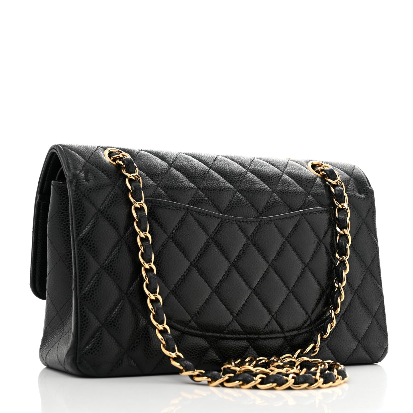Caviar Quilted Medium Double Flap Black
