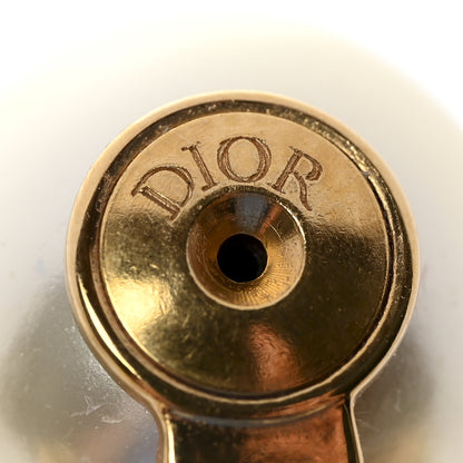 Christian Dior Pearl Tribal Logo Earrings Gold White 4 of 5