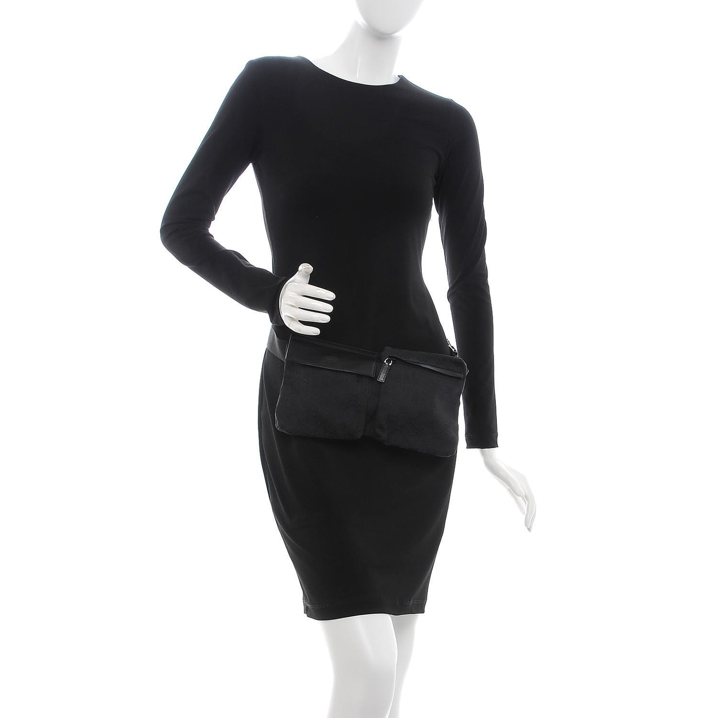GG Monogram Double Pocket Belt Bag Black