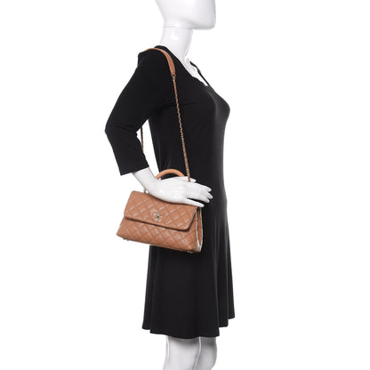 Chanel Caviar Quilted Lizard Embossed Mini Coco Handle Flap Brown 2 of 11
