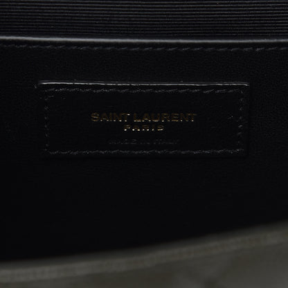 Saint Laurent Grain De Poudre Textured Mixed Matelasse Triquilt Medium Monogram Satchel Dark Tea 9 of 10