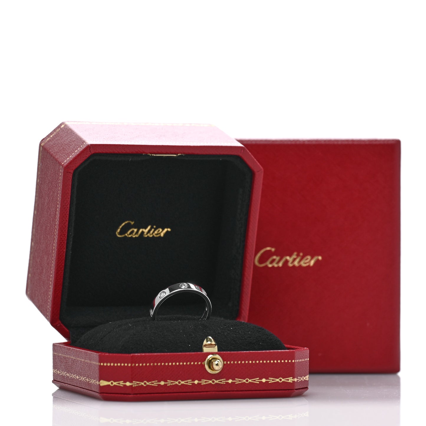 18K White Gold 8 Diamond 4mm Wedding Band LOVE Ring 58 8.5